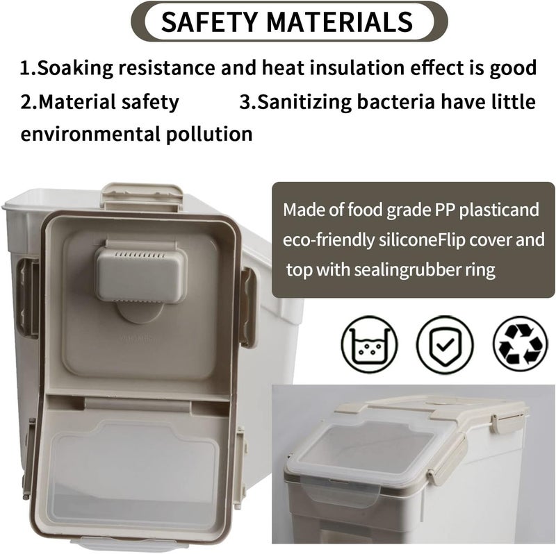 MXCELL 15LB Airtight Flour Rice Grain Cereal Storage Container With Spoon & Measuring Cup & Handle, Pet Dog Cat Dry Food Bin, Easy to Move Around & Keep Food Fresh & Lid Easy to Open - Image 3
